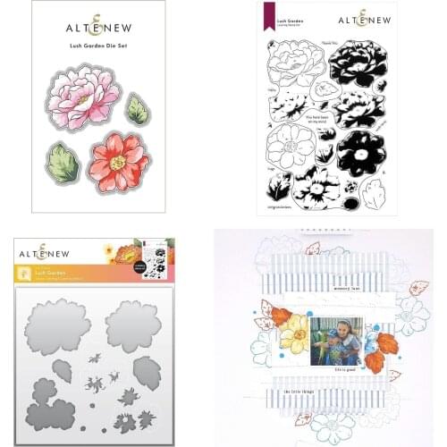 Lush Garden Blooming Flower Metal Cutting Dies and Silicone Stamps Stencil for Scrapbooking Craft DIY Greeting Card Making 2021