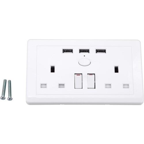 Multi-Functional UK Plug Electric Wall Power Outlet Socket With 3 USB Port AC 110~250V Smart Socket With Switch With 3 USB