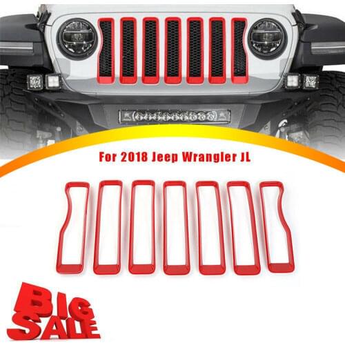 NEW Red Front Grill Decor Grille Insert Kit For Jeep Wrangler JL Sport Sprots 2018