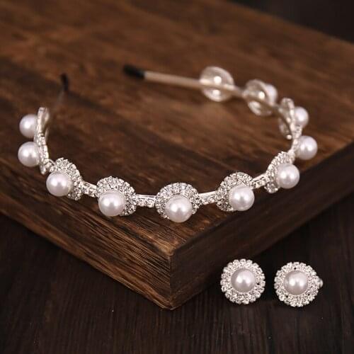 Pearl Rhinestone Hairband For Women Wedding Accessories Tiara Headband Hairband With Ear