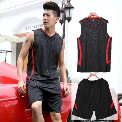 Casual Running Suit Youth Mens Sleeveless Sports Suit Summer Loose and Plus-sized Vest Basketball Wear Breathable
