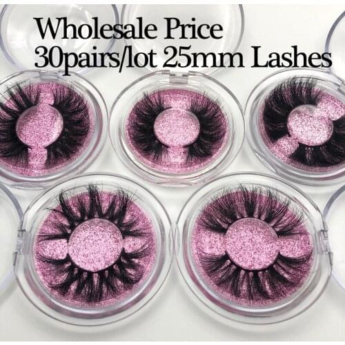 Buzzme 25mm Mink Eyelashes Wholesale 30pairs/lot 3D Mink Lashes round case custom packaging Makeup Dramatic Long Mink Lashes