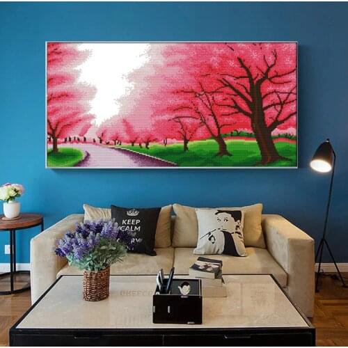 Romantic Pink sakura Cross Stitch set painting 14CT DMC Counted Fantasy Embroidery Needlewor printed fairy tale Cross-stitch Kit