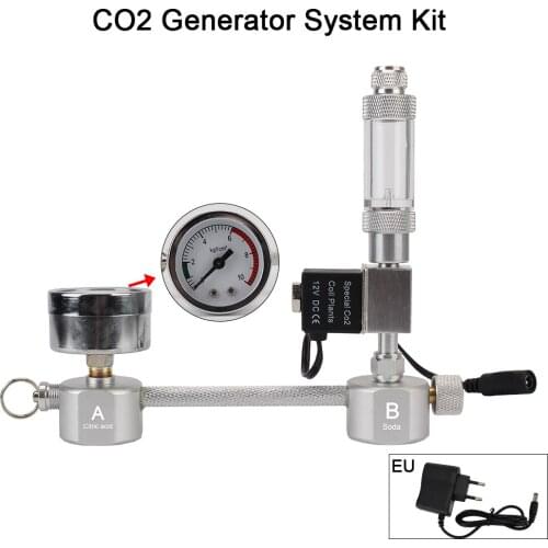 Bubble Counter Diffuser Aquarium CO2 Generator System Kit DIY CO2 Generator For Aquatic Plant Growth With Solenoid valve