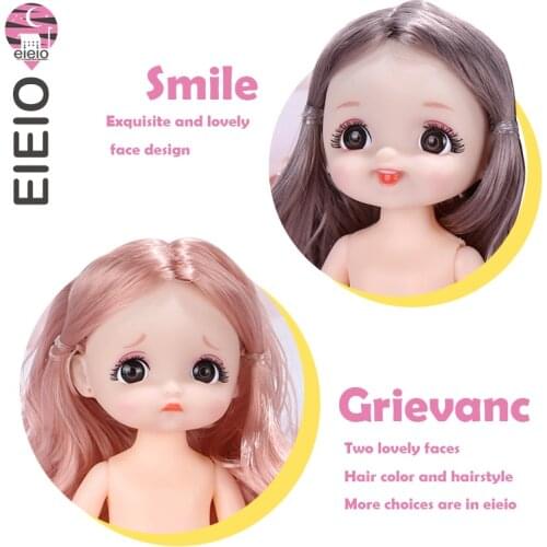 EIEIO 16cm BJD OB11 Doll 13 Movable Jointed Dolls Cute Multiple Color Hairstyles Doll for GirlToys Female Nude Body Fashion Gift