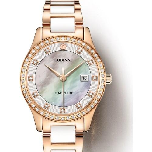 Switzerland Luxury Brand Wristwatches LOBINNI Japan Import Quartz Watch Women Fashion Diamond Water Resistant Lady Clock L2005L2
