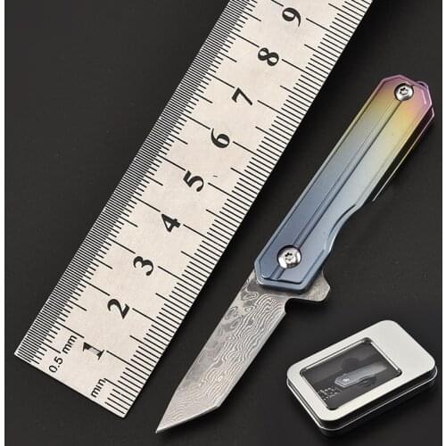 Hot Sale Damascus Steel Folding Knife D2 Camping Tactical Self-Defense Knife Survival Blade Folding Knifes