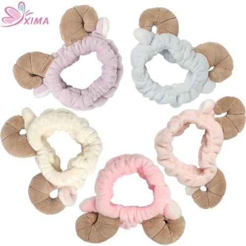 XIMA 1PC Multicolor Cute Ox Horn Soft Elastic Women Headband Washing Face Make Up Hair Accessories Fashion Girls Headwear WHB012