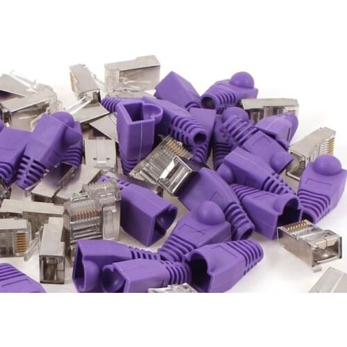 YOC-5* 30 Pcs Metal Shielded 8P8C RJ45 Plug Network Connectors Sleeve