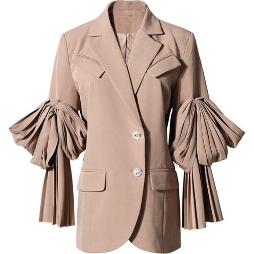 High Street Blazer Women Ruffles Spring Autumn Loose Suits 2021