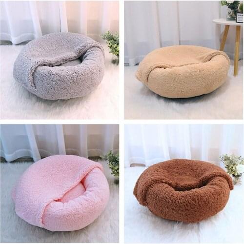 Winter Plus Velvet Warm Kennel Donuts Cat Litter Round Removable And Washable Pet Litter Durable Comfortable Cotton Bed Litte