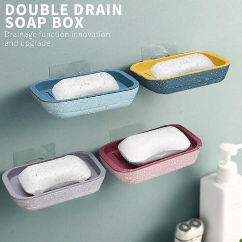1 Pc Soap Holder Soap Dish Box Toilet Shower Tray Draining Rack Bathroom Gadgets Kitchen Organizer Sink Sponge Holder Cocina