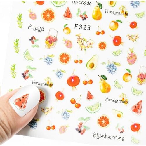1PC Nail Art Decoration Leaf Fruit Avocado Graffiti Design Manicure Stickers for Nails
