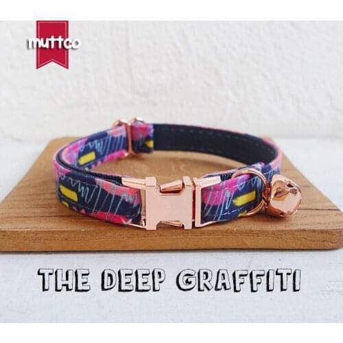 10pcs/lot MUTTCO retail with rose gold high quality metal buckle collar for cat THE DEEP GRAFFITI design 2 sizes UCC062M