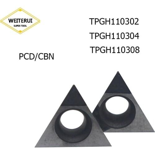 2Pcs TPGH110302 TPGH110304 TPGH110308 PCD CBN Diamond Inserts Blade Turning Tool Lathe Tool For CNC