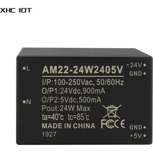 24W AC-DC Dual-Output Buck Power Supply Module 100~250VAC To 24V 5V DIP AM22-24W2405V