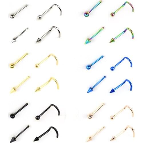 316L Stainless Steel Nose Ear Stud Ring Screw Balls Eyebrow Lip Nail Body Piercing Jewelry 6 Colors 4pcs Or 24pcs Set