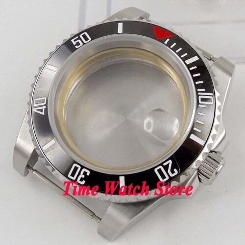 40mm Sapphire glass black ceramic bezel date magnifier stainless steel watch case fit ETA 2836 Miyota 8215 DG 3804 movement C143