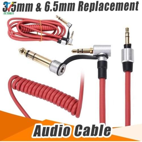 50pcs/lot High quality 3.5 to 3.5 / 6.5mm spring to record audio cable top quality two use spring audio cable wholesale cheap