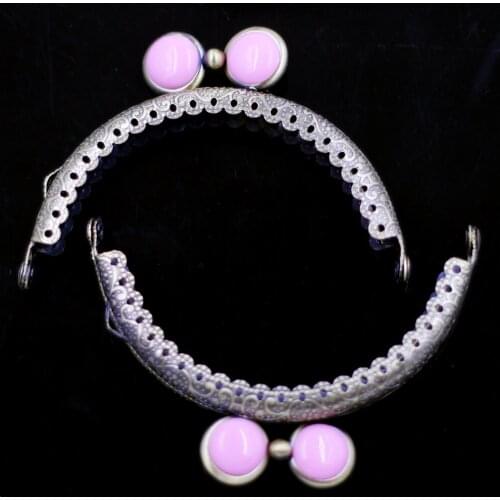 50PCS 8.5cm Ruffled Purse Bag Frames Arch Metal Kiss Clasps Clutch Buckle Purple Oblate Handbag Handle Luggage Hardware Parts