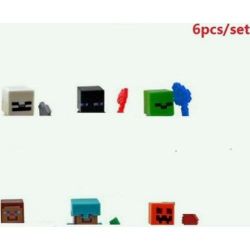 6pcs/set Minecrafte Diamond sword Figures model Block Zombie Dolls steve Bricks Toys Boys Kids birthday Gift Kits Random color