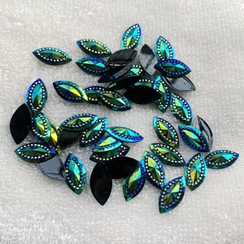 9x18mm 90PCS Marquise Shine Crystal AB Color Horse eye Rhinestone Non Sewing Rhinestone For Wedding Dress HT211