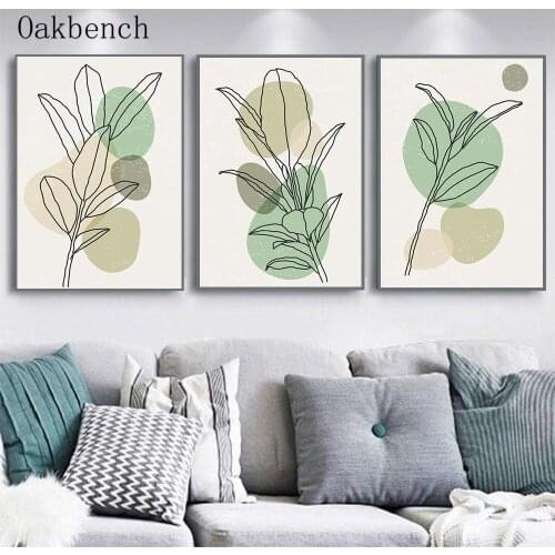 Abstract Poster Line Plant Leaves Wall Art Canvas Painting Modern Art Print Nordic Posters And Prints Living Room Decoration
