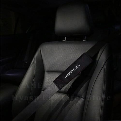 Car Safety Belt Pad For Subaru Impreza Carbon Fiber Auto Seatbelt Shoulder Strap Bag Cover Gadgets For Car Accessories