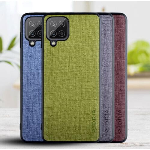 Case for Samsung Galaxy A12 coque Cross pattern Leather skin soft TPU hard phone cover for samsung a12 case funda
