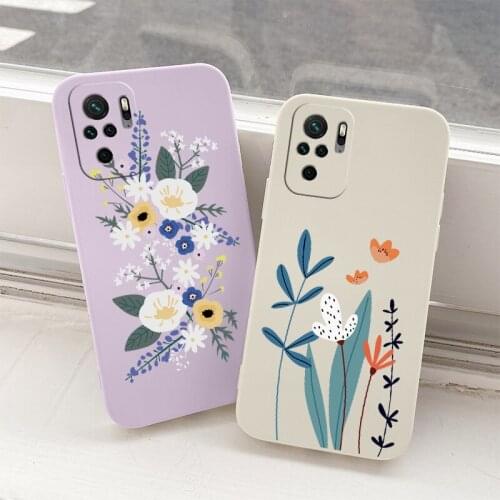 Butterfly Flowers Case For Xiaomi Redmi Note 10 10S 9T 9 8 7 MAX Redmi 9 9A 9T K40 K30 K20 Pro Shockproof Soft Phone Cover Coque