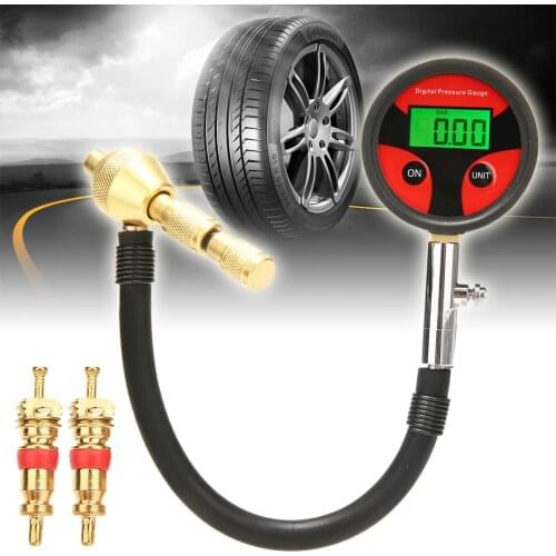 Digital Tire Pressure Gauge Car Bike Motorcycle Tyre Tester Deflator Tool 4WD 4x4 With 2 Tire Cores for Pressure Measuring