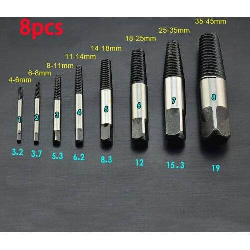 8 pcs steel screw bolt extractors game broken pipe damaged screw removal break broken extractor Double Side Screw Extractor