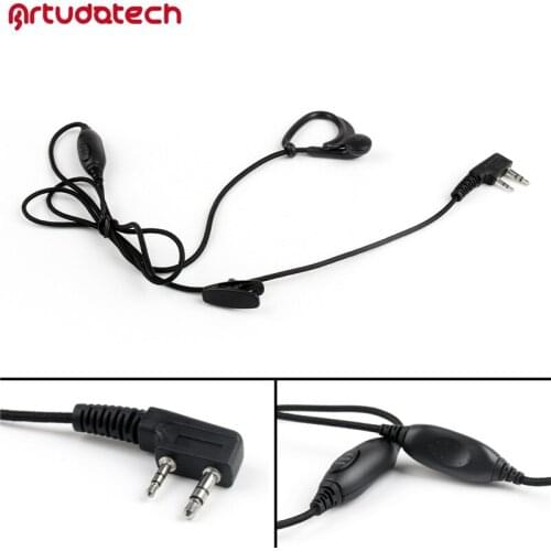 Artudatech Ear-Hook Earpiece Headset Mic 2Pin For Kenwood For Puxing For Wouxun For Baofeng Radio