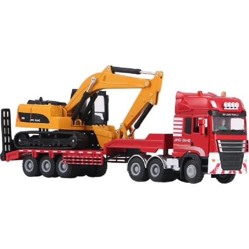 Jingbang 1:50 Flatbed Trailer Trucks Toy Alloy Trailer Roller Excavator Truck Series Toys, Ldrens Gifts