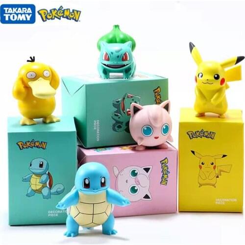 6 Styles Pokemon Toys Anime Figures Model Pikachu Squirtle Jigglypuff Bulbasaur Psyduck Charmander Childrens Birthday Best Gift