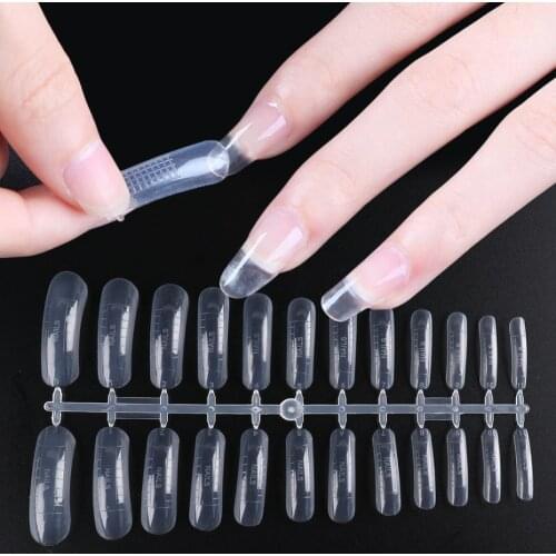 24pcs Dual Forms Nail Extension Tools Full Cover Quick Building Mold Tips Clear Fake Nails Clip DIY Manicure Accessories LA1849