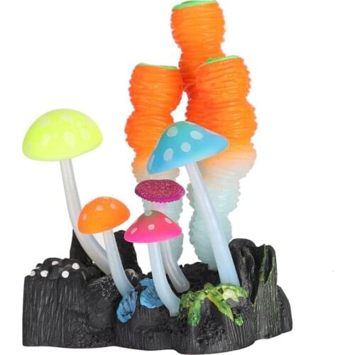 Artificial Coral Plant Ornament Aquarium Fish Tank Underwater Night Light Decoration(orange)