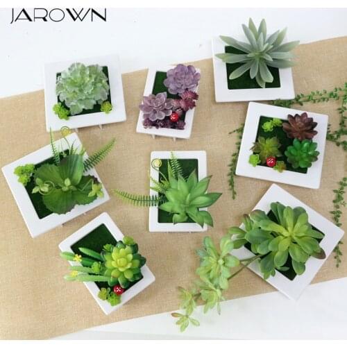 JAROWN Artificial Succulent Plants DIY Small Picture Frame Set Simulation Fake Flower Home Wall Decorations Desktop Placement