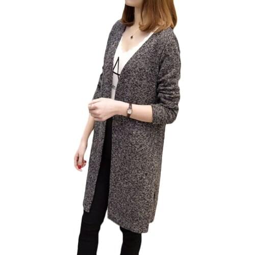 2121 Autumn New Cardigan Women Korean Long Section Slim Knit Cardigans Womens Casual Thin Plus Size Sweater Cardigans 5XL E035