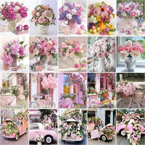 HUACAN Paint By Numbers Peony Flower Wall Art Unique Gift Hand Painted On Canvas Picture By Numbers Street Childrens Room Decor