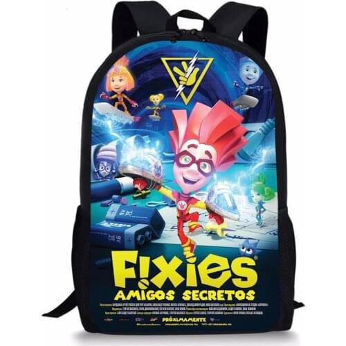HALYUNASC Cool Kids Backpack Russian Cartoon The Fixes Pattern Students School Bag Kawaii Boys and Girls Mochila Book Bag
