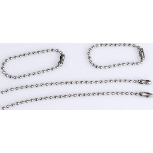 20pcs/lot 304 Stainless Steel 2.4mm Round Ball Beaded Chain Connector 10 12 15 20cm Length for DIY Dog Tag Jewelry Findings