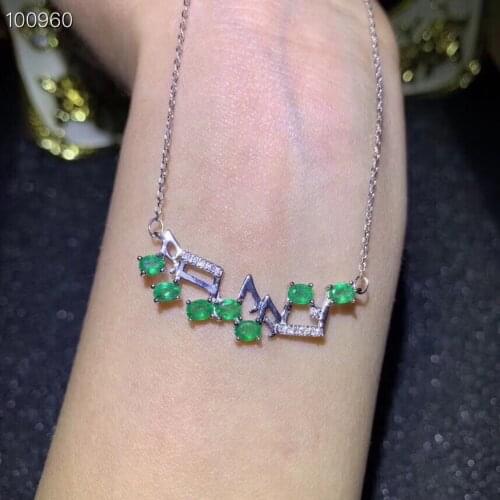 Emerald necklace pendant Free shipping Natural real emerald 925 sterling silver gemstone For men women