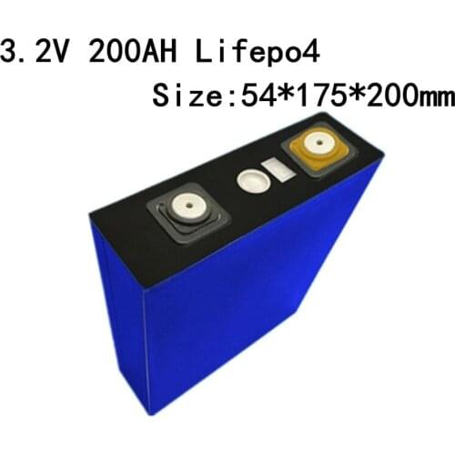 4pcs 3.2V 200Ah Lifepo4 Lithium Battery 2C Discharge for 12v 24v 48v Olar Energy System EV RV UPS Home Battery Pack Diy