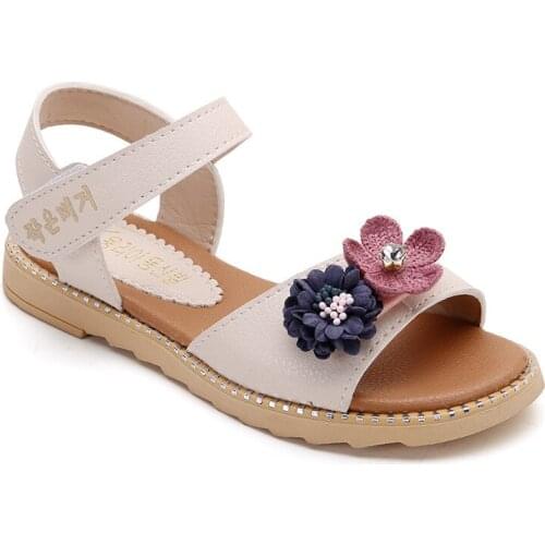 Fashion Flower Pink Sandal Summer Girl Beach Child Princess Kids Party Shoes Little Girls Sandels 3 4 5 6 7 8 9 10 11 12 Years