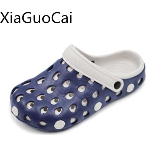 2016 Summer Beach Sandals US Size 7.5-10 Men Clogs Garden Shoes Non-slip Slip On Mules Hole slippers For Male c270 15