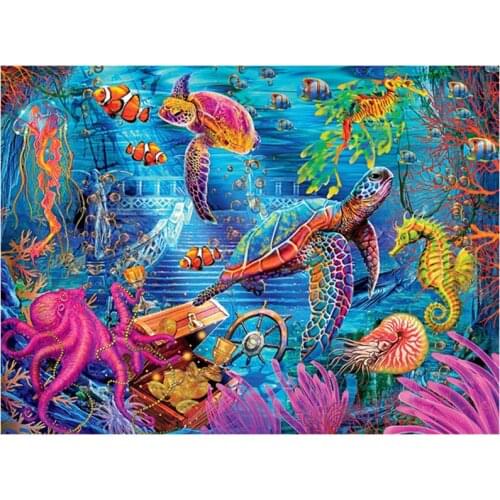 Fantasy Sea Turtle diamond painting cross stitch Full Square Round diamond embroidery Ocean landscape Crystal mosaic Set,EE2123