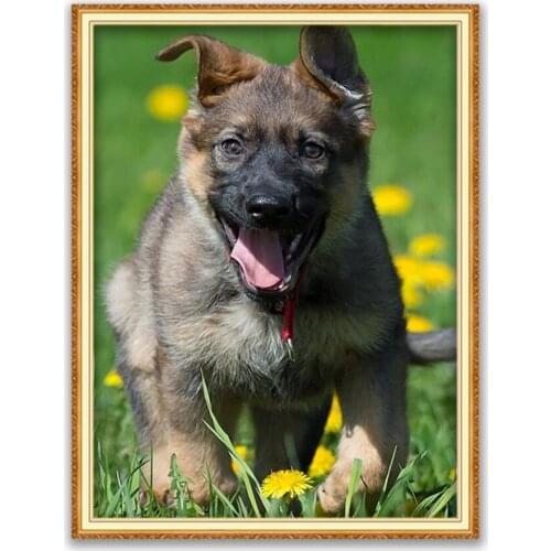 Animal German Shepherd DIY 11CT Embroidery Cross Stitch Kits Needlework Craft Set Printed Canvas Cotton Thread Home Decoration