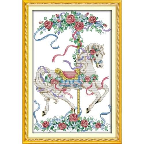 Joy sunday Rose Trojan Chinese Counted Cross Stitch Toolkit Canvas Patterns Printed Embroidery Needlework Set 14CTDIY Home Decor