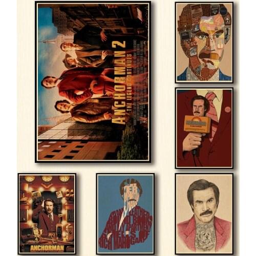 19 Designs Anchorman The Legend of Ron Burgundy Kraftpaper Poster Artwork Fancy Wall Sticker for Coffee House Bar A3